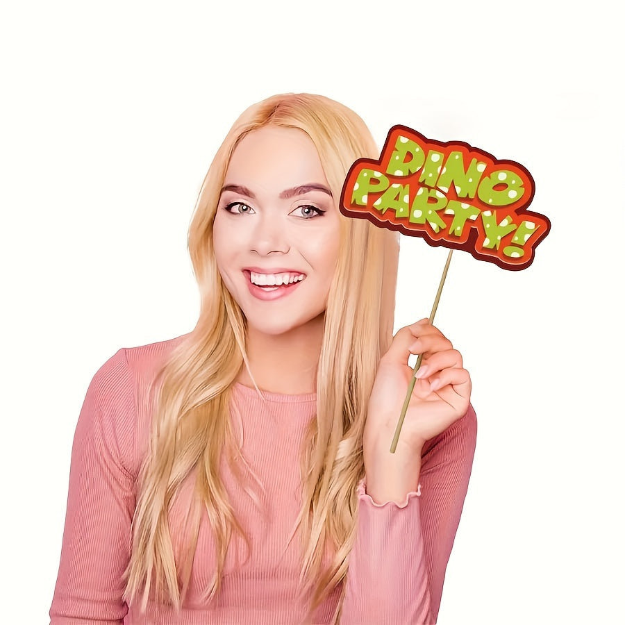 30pc Dinosaur Photo Booth Props Set for Birthday & Party Decorations