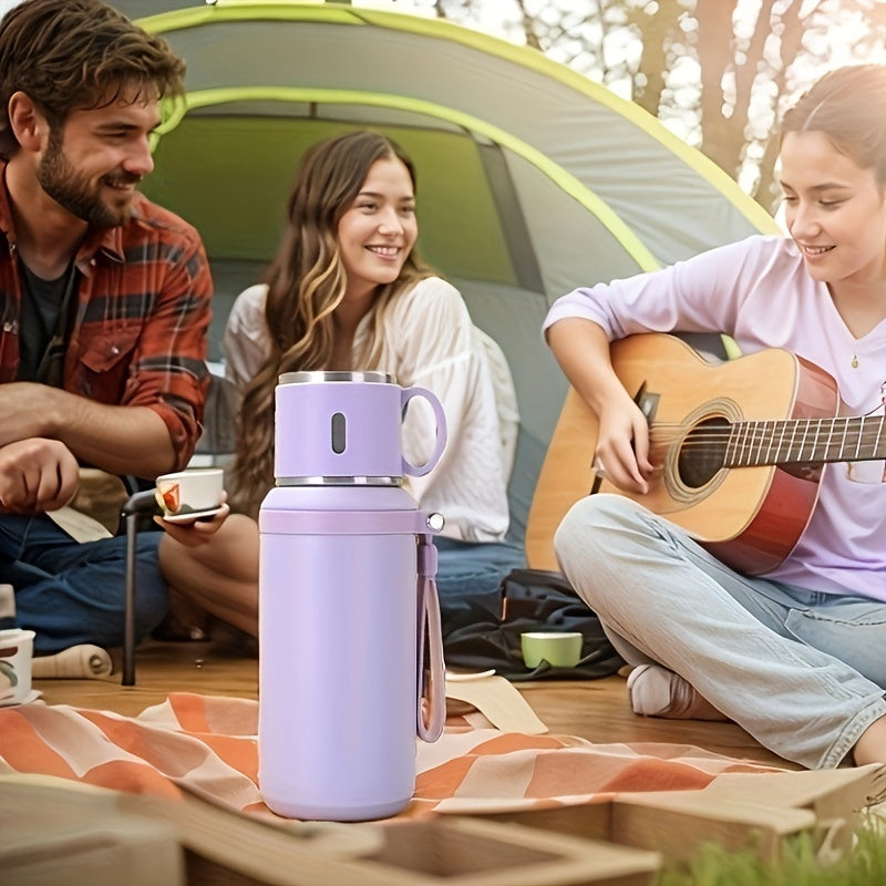 316 SS Insulated Water Bottle with Rope - Portable Kettle Coffee Cup Lid