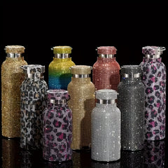 Sparkling Studded Vacuum Flask 500ml Insulated Water Bottles Travel Thermal Cups
