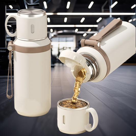 316 SS Insulated Water Bottle with Rope - Portable Kettle Coffee Cup Lid