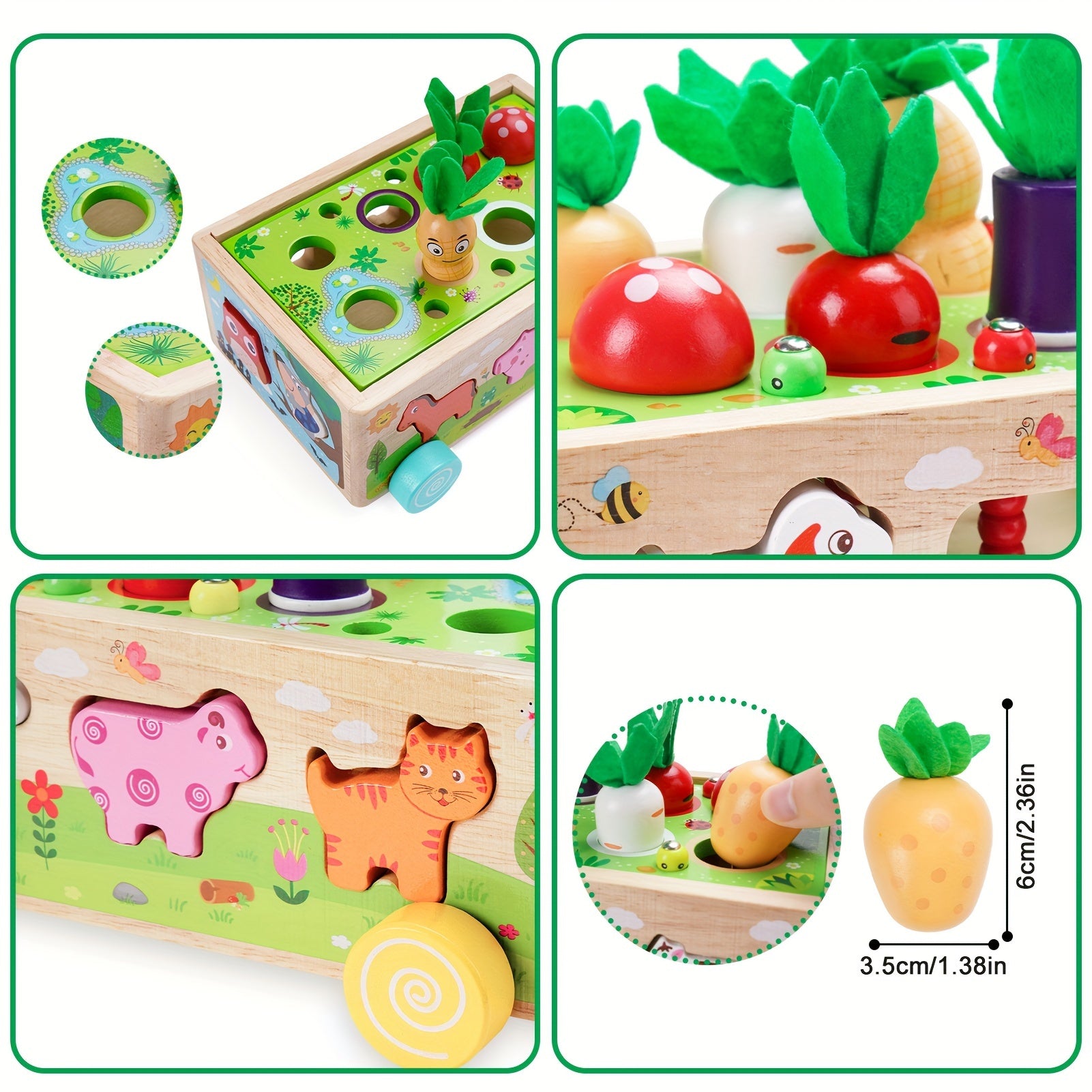 Wooden Farm Toy Set - Shape Recognition Learning and Fine Motor Skills