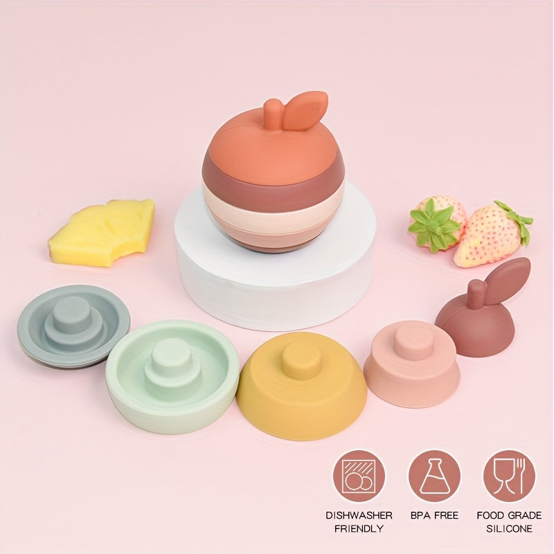 Silicone Stacking Toys Fruit Building Blocks Nesting Toys Colorful Stack Block