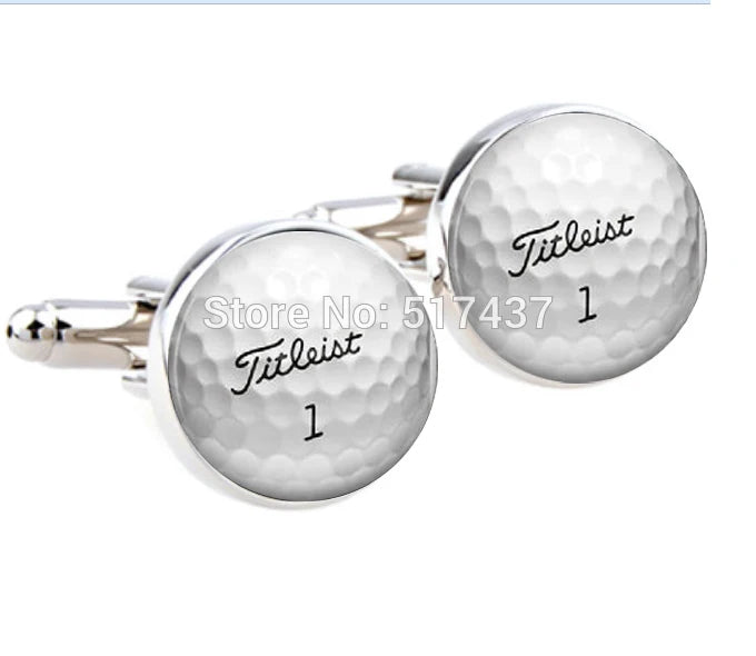 Golf Ball Cufflinks Round Glass Hand CuffLinks Men Wedding Jewelry Gift