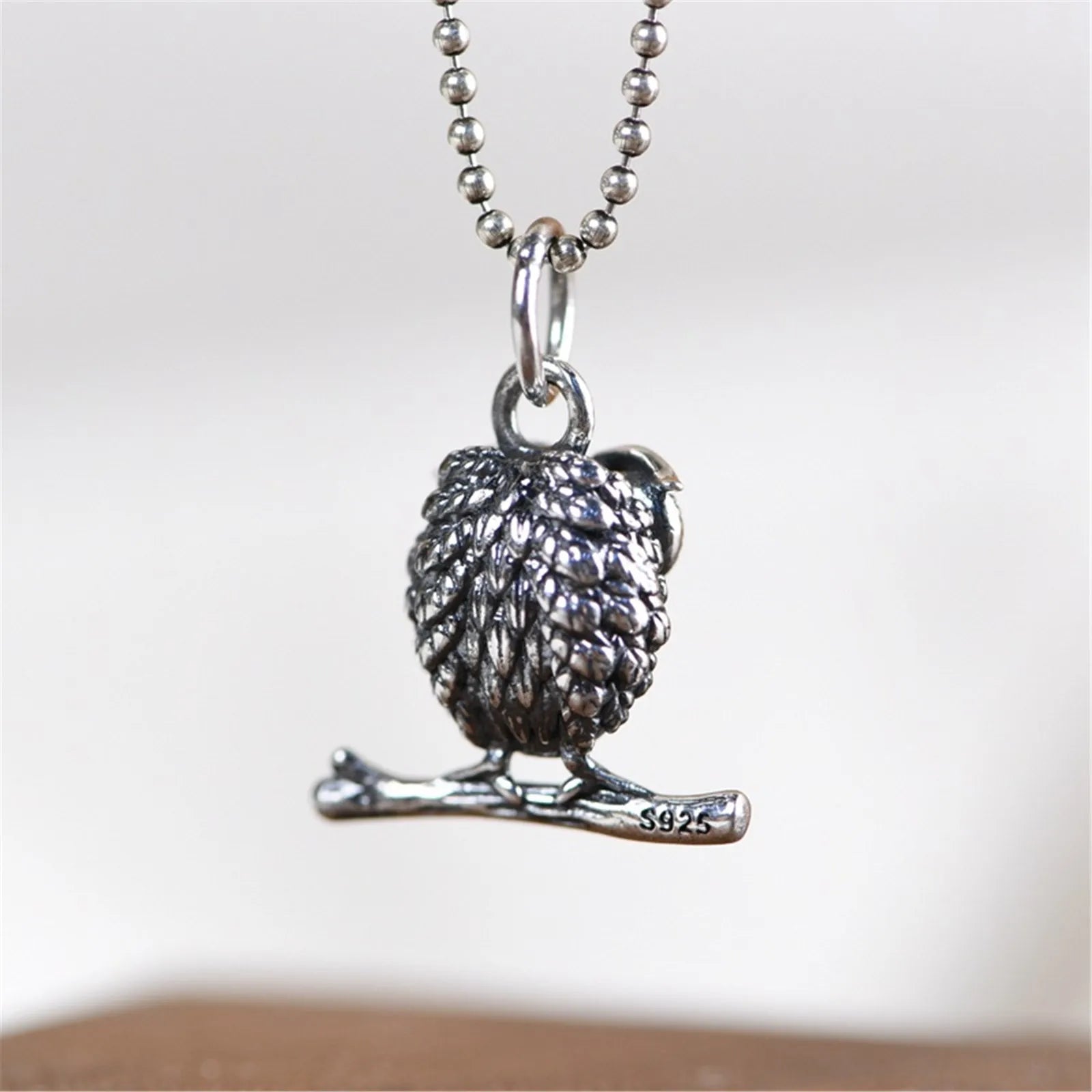Sterling Silver Owl Pendant Small Animal Bird Necklace