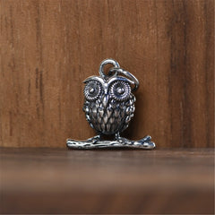 Sterling Silver Owl Pendant Small Animal Bird Necklace