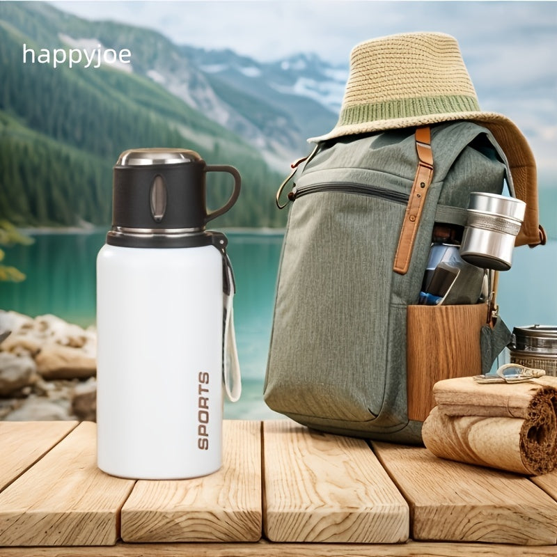 316 SS Insulated Water Bottle with Rope - Portable Kettle Coffee Cup Lid