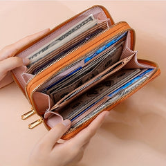 Large Vintage Clutch Purse Wristlet Wallet Zipper Card Case