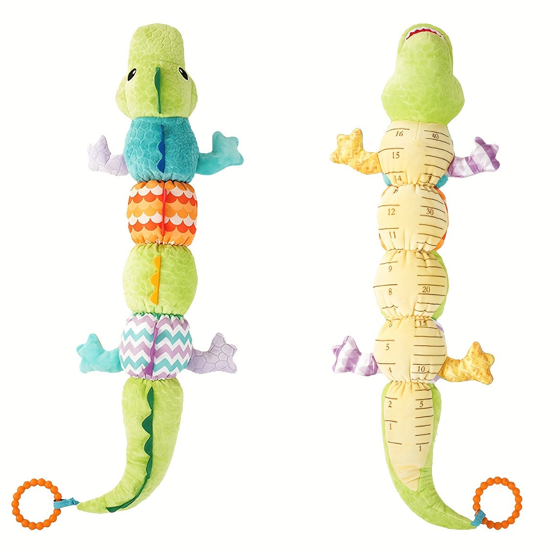 Green Crocodile Music Crinkle Rattles Sensory Toy for Infants Tummy Time