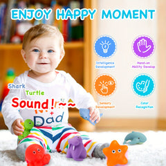 6pcs Rubber Ocean Animals Bath Toys Shower Floating Swimming Halloween