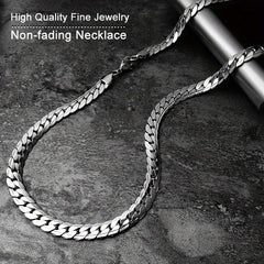 Embossed Cuban Chain Necklace Stainless Steel Women's Jewelry