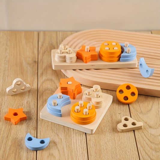 Wooden Geometric Shape Matching Column Group Toys