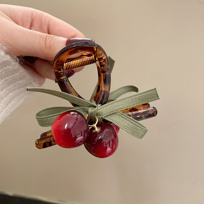Retro Cherry Hair Claw Clip for Women Girls