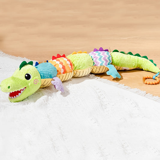 Green Crocodile Music Crinkle Rattles Sensory Toy for Infants Tummy Time