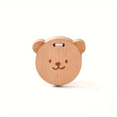 Wooden Bear Shaped Baby Rattle Bell Toy