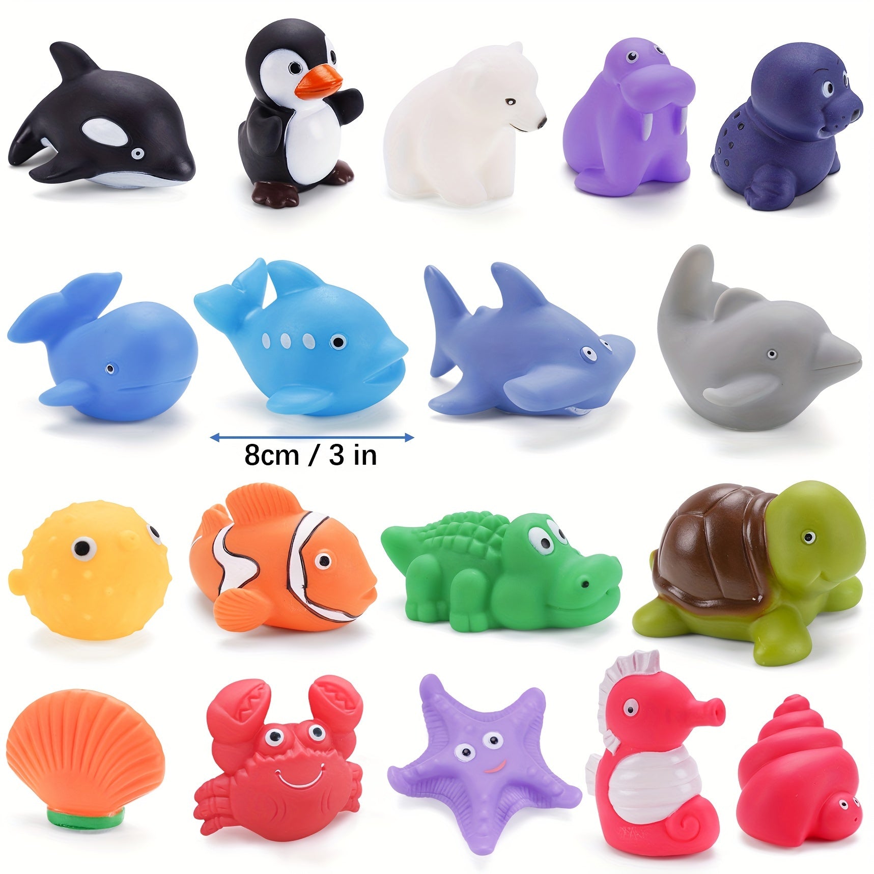18pcs Ocean Animal Bath Toys for Kids 1-3 Years Old