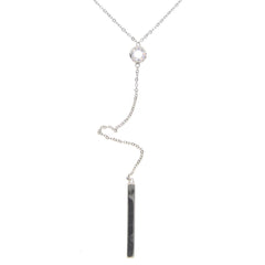 925 Silver CZ Y Lariat Necklace